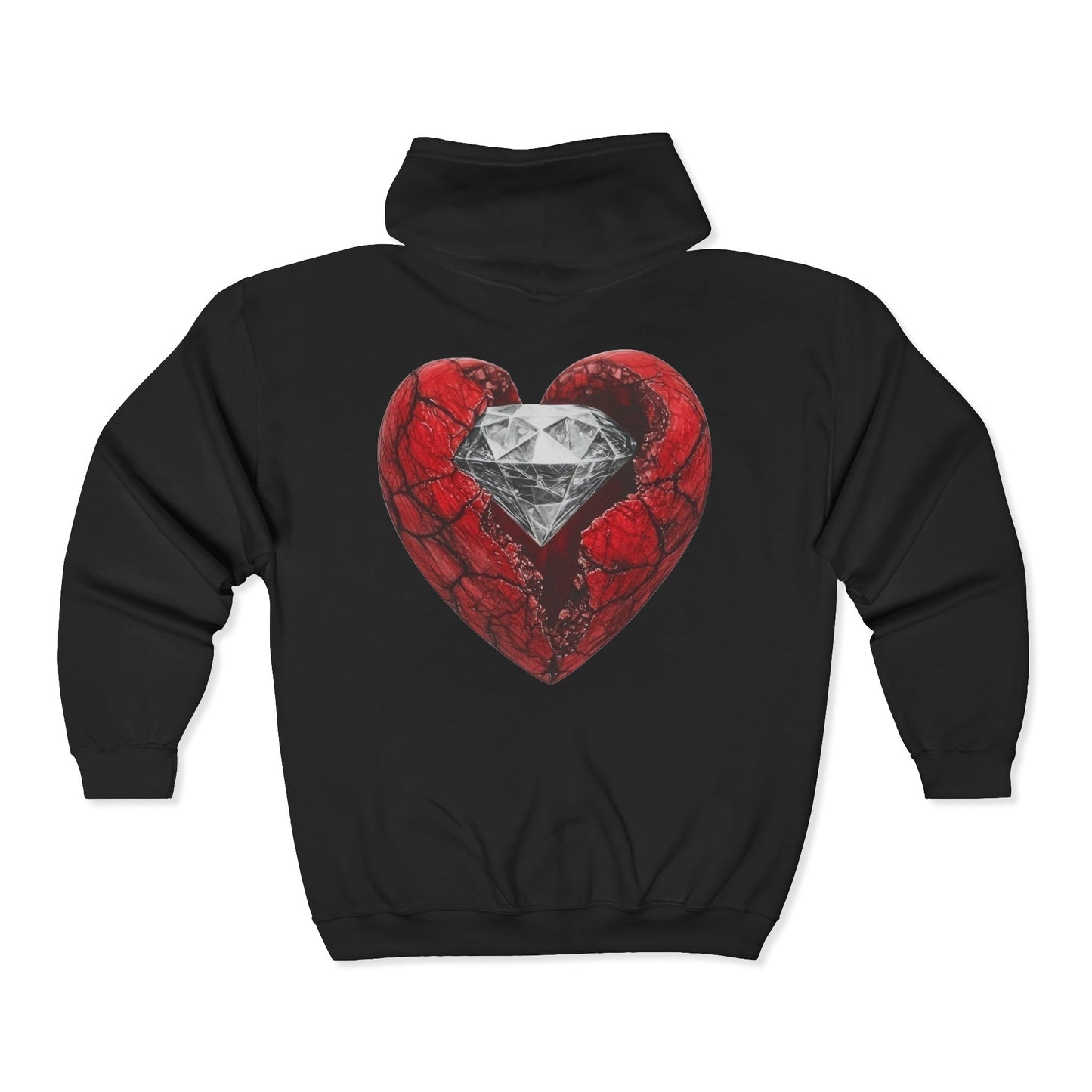 Diamond Heart Full Zipper Hoodie