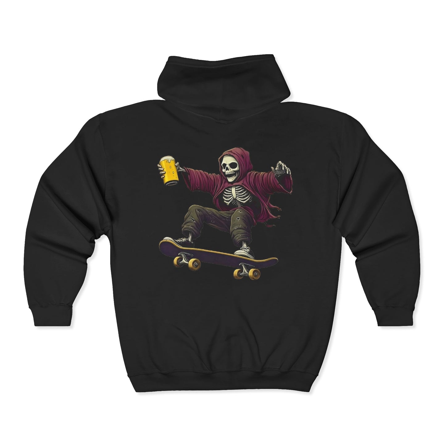 Skateboard Skeleton Full Zipper Hoodie