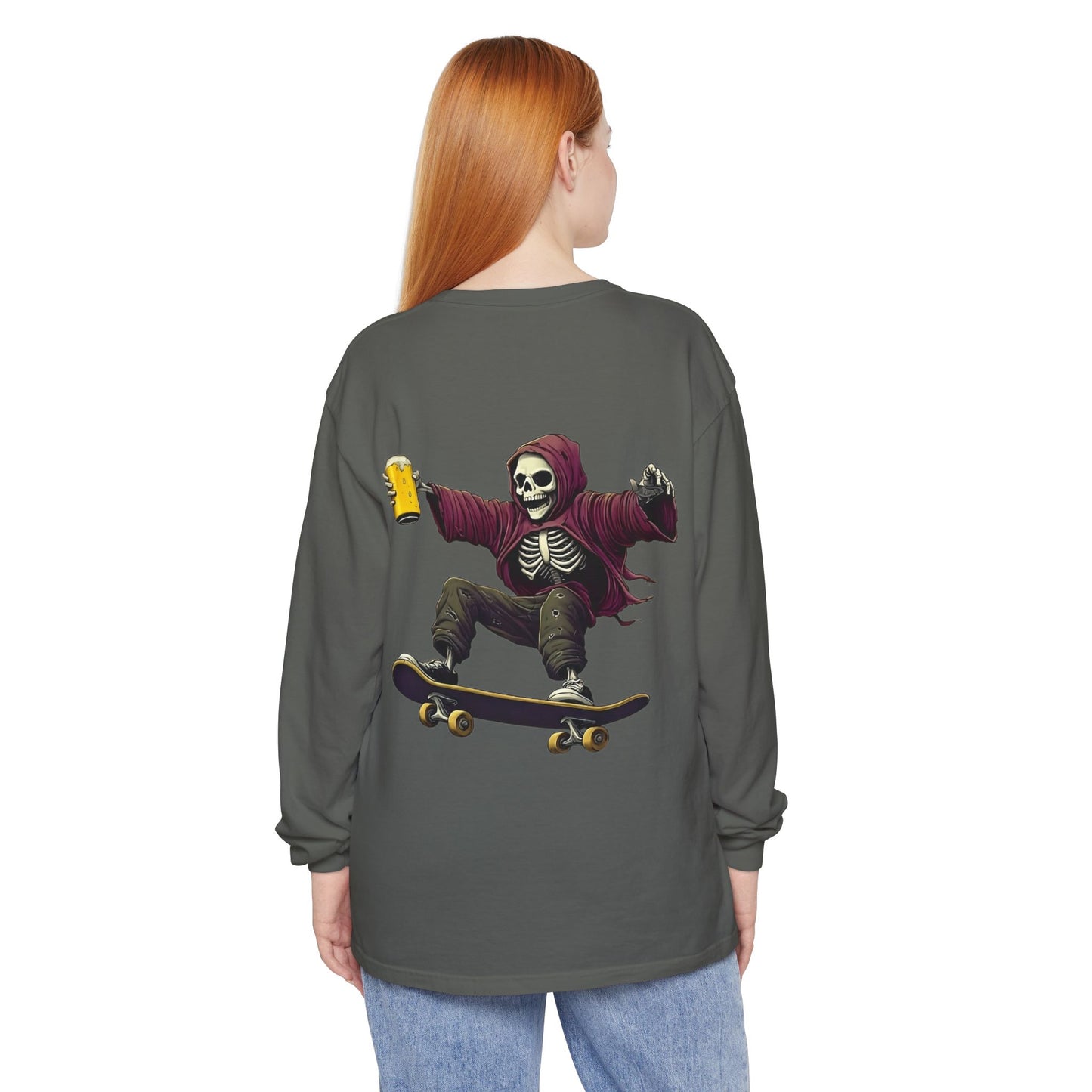Skateboard Skeleton Long Sleeve T-Shirt