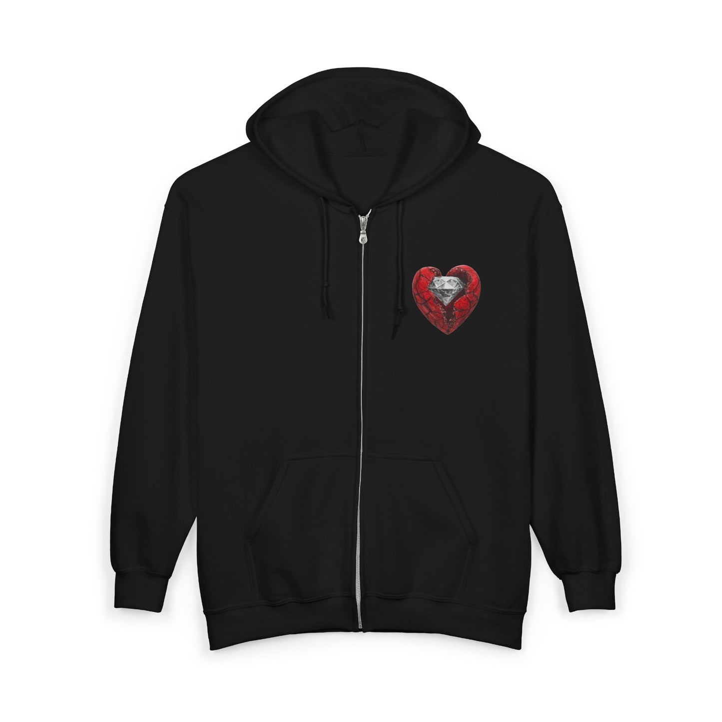 Diamond Heart Full Zipper Hoodie