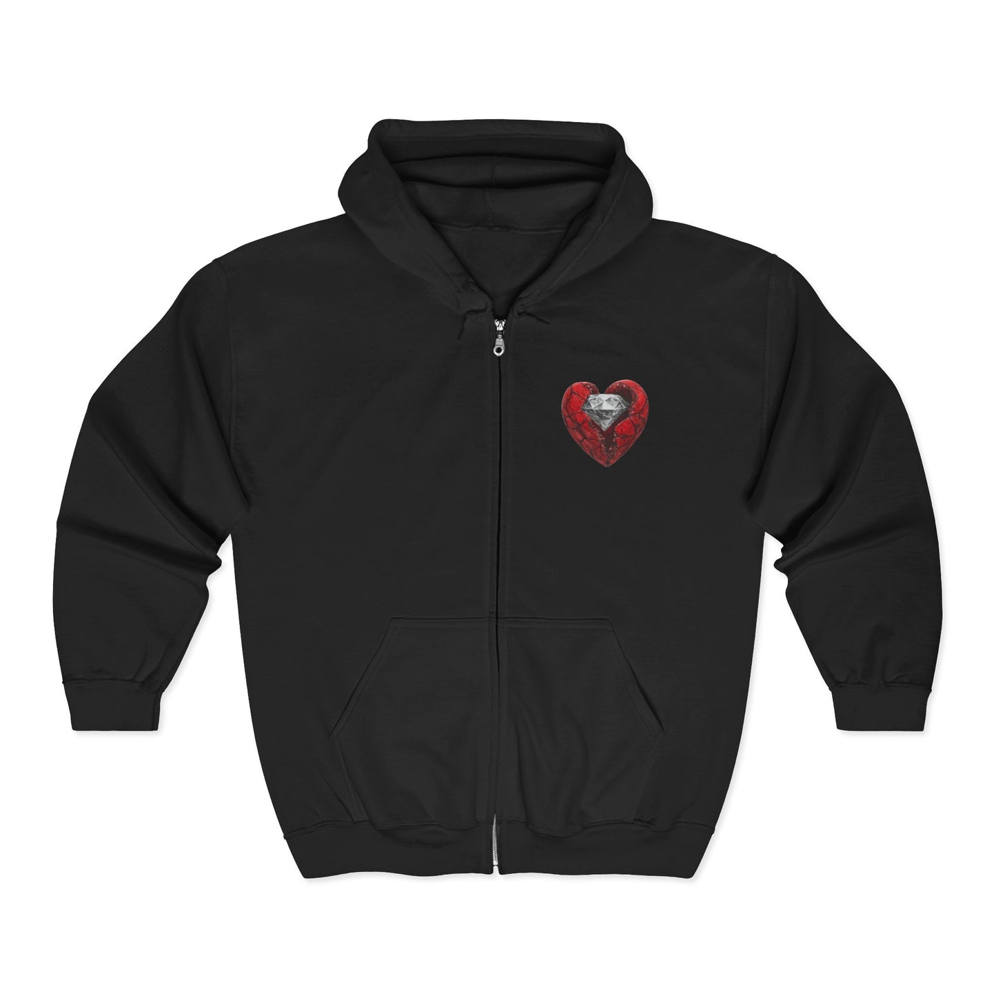 Diamond Heart Full Zipper Hoodie