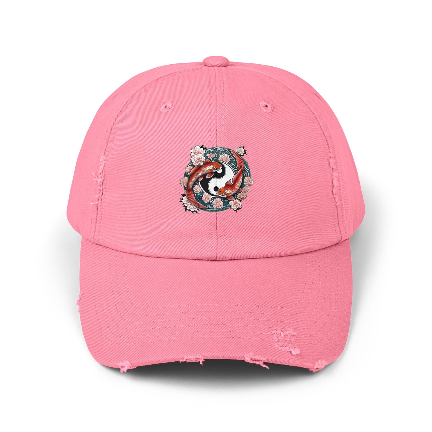 Koi Fish Yin Yang Distressed Cap