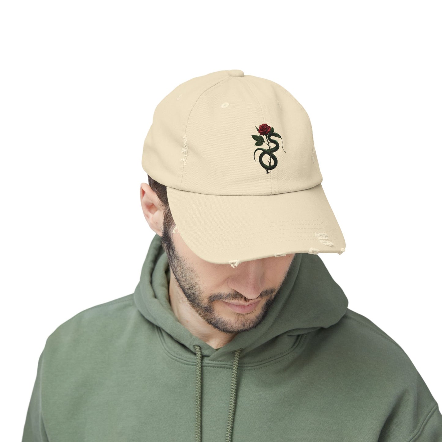 Snake Rose Distressed Cap