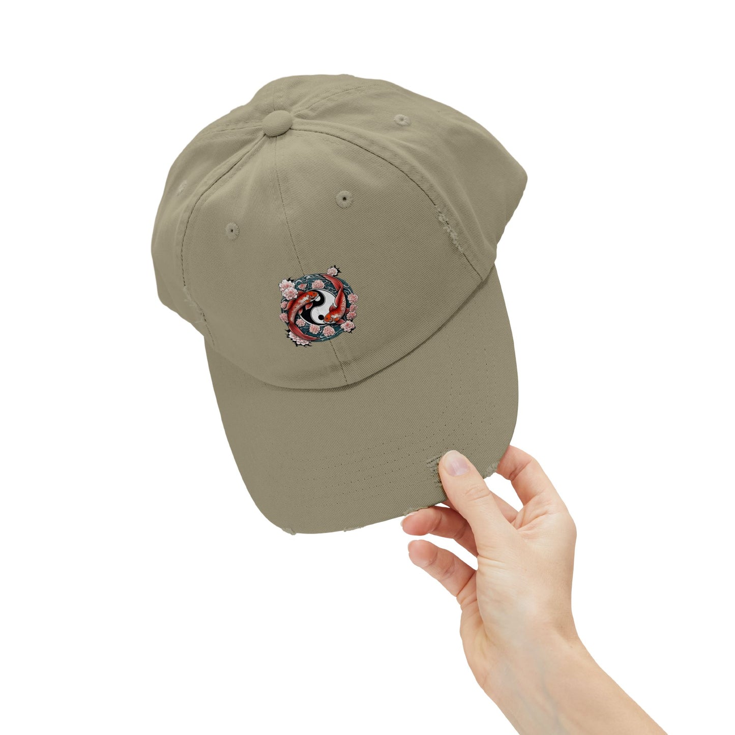 Koi Fish Yin Yang Distressed Cap