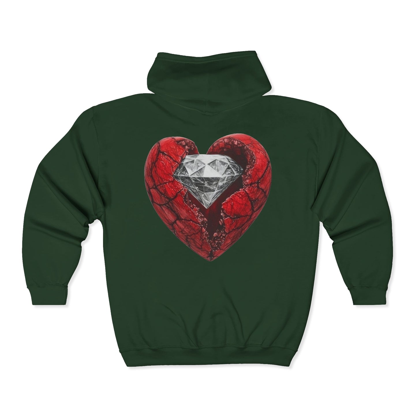 Diamond Heart Full Zipper Hoodie