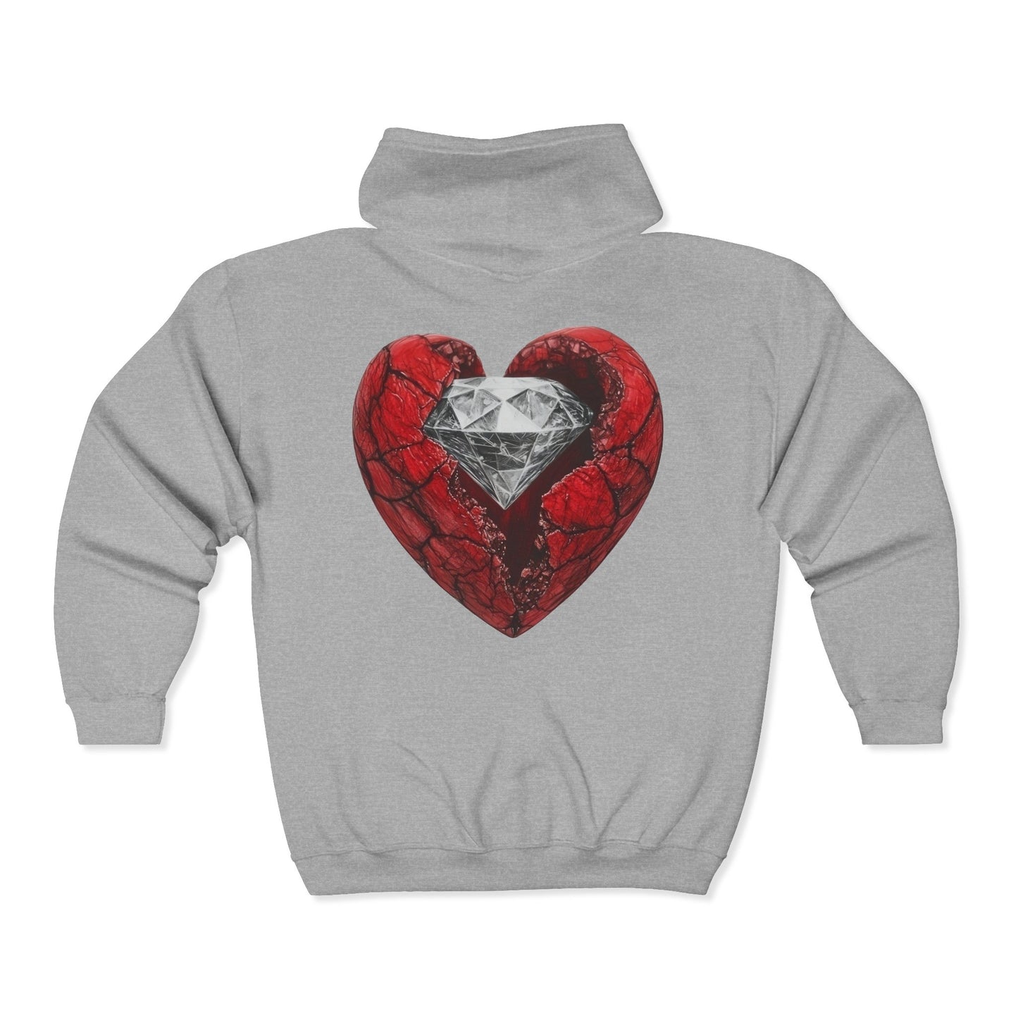 Diamond Heart Full Zipper Hoodie