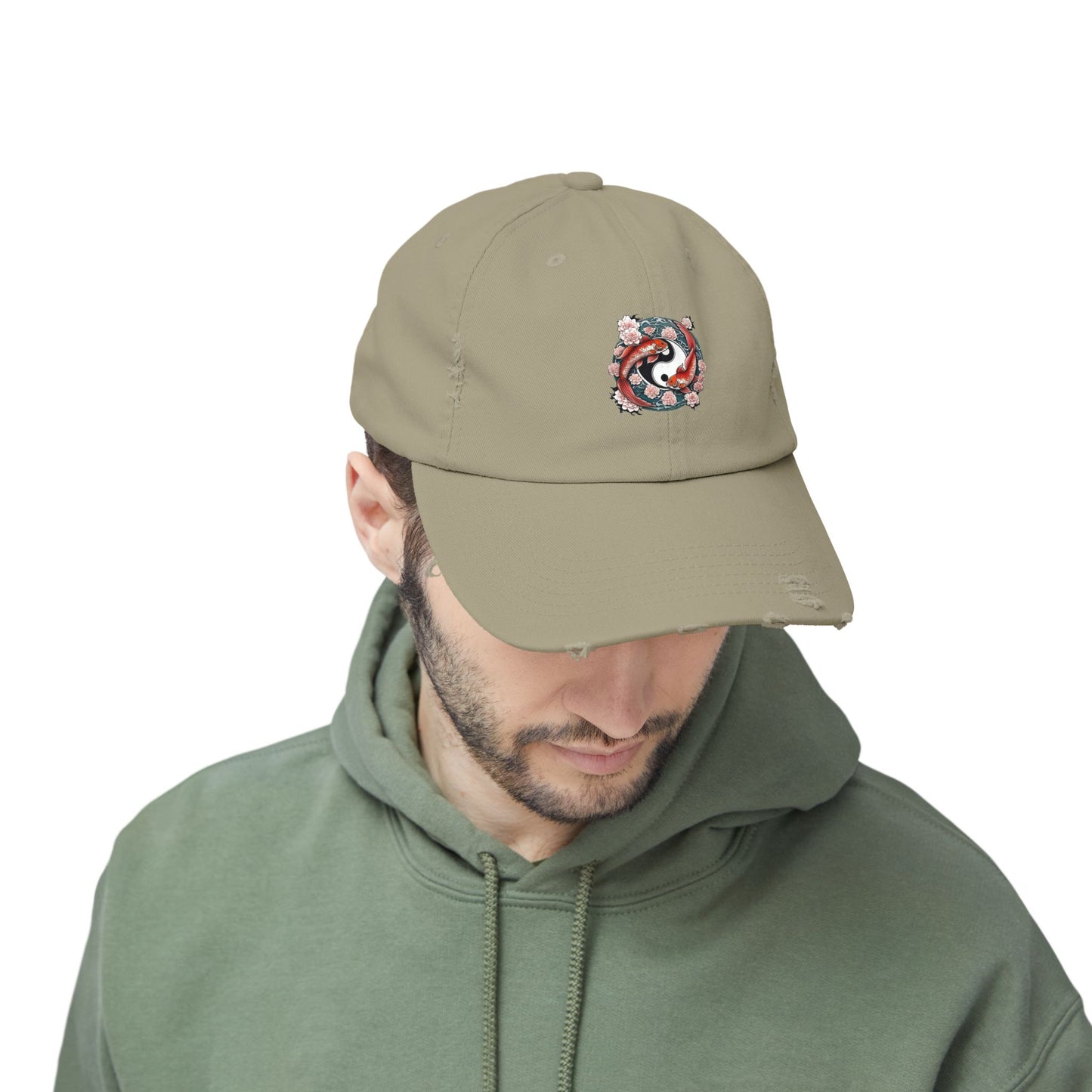 Koi Fish Yin Yang Distressed Cap