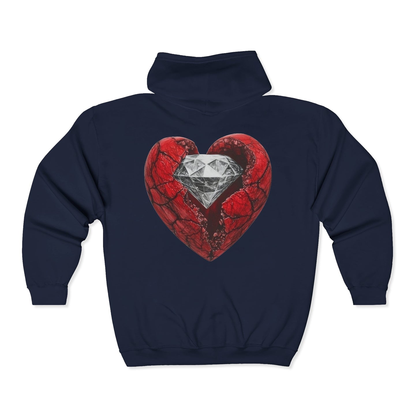 Diamond Heart Full Zipper Hoodie