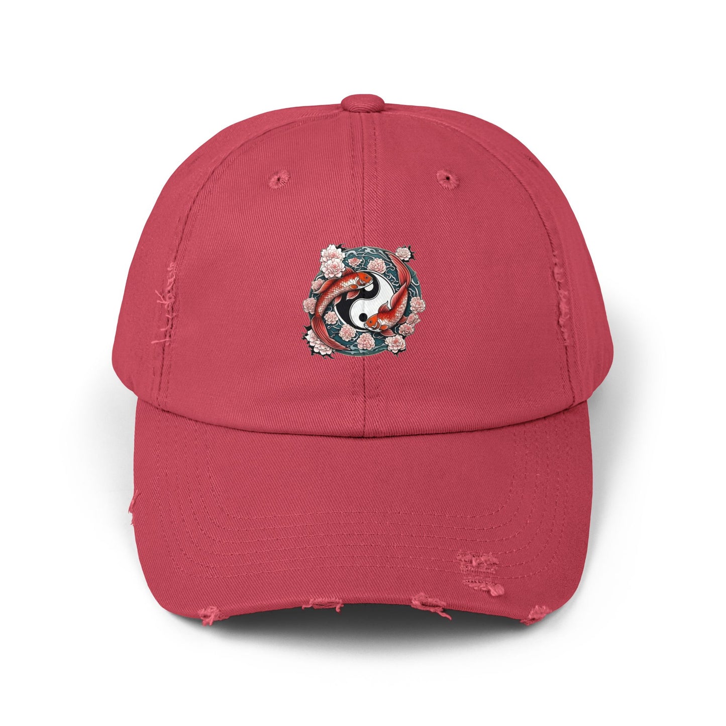 Koi Fish Yin Yang Distressed Cap