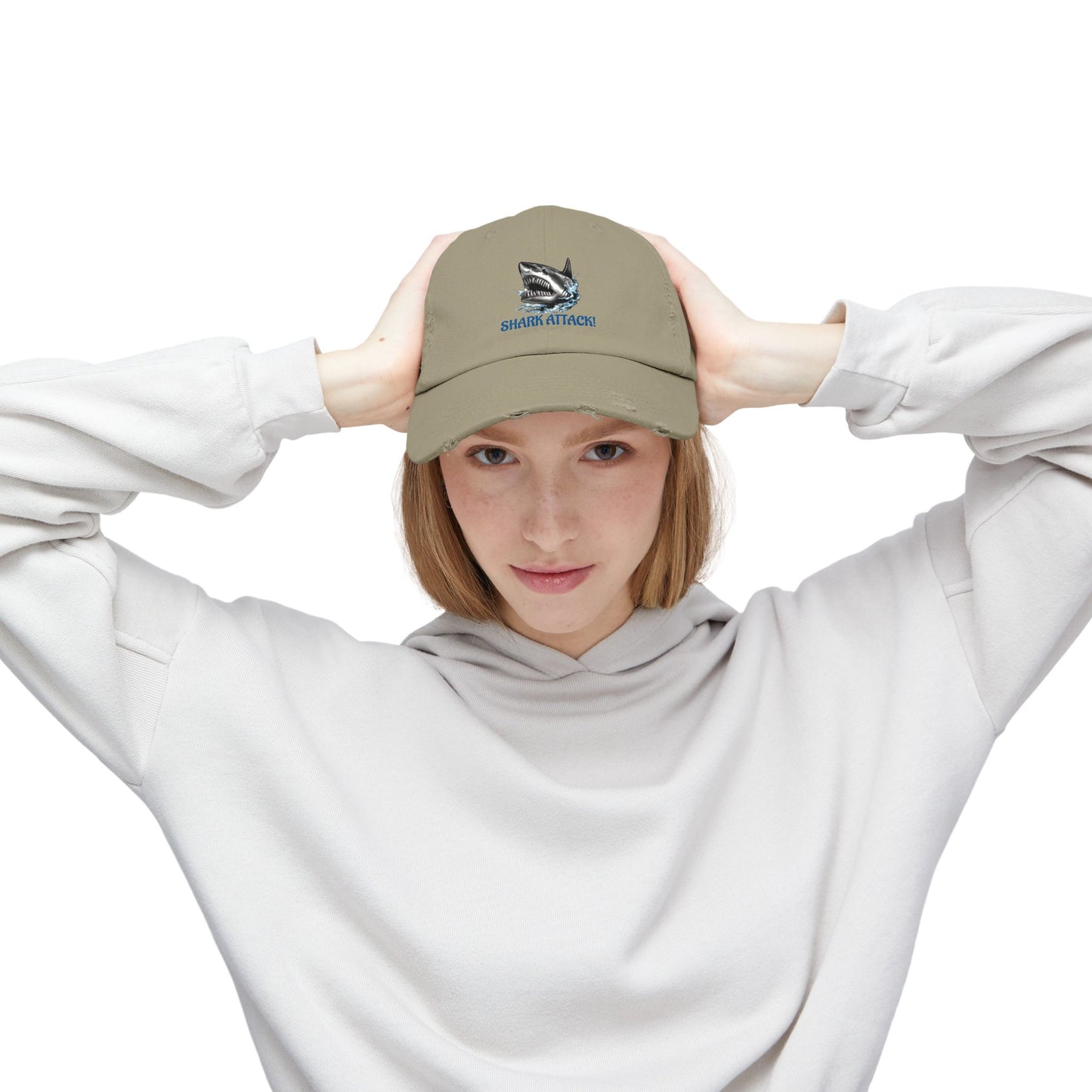 Shark Attack Distressed Cap