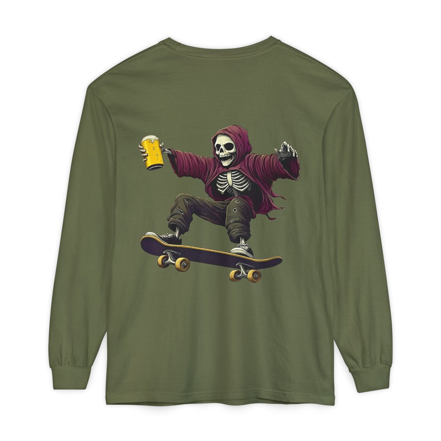 Skateboard Skeleton Long Sleeve T-Shirt
