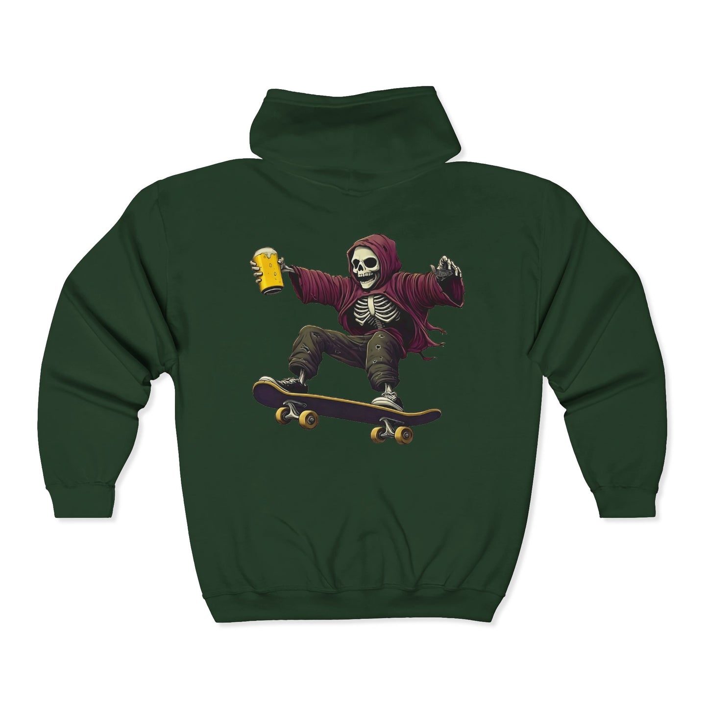 Skateboard Skeleton Full Zipper Hoodie