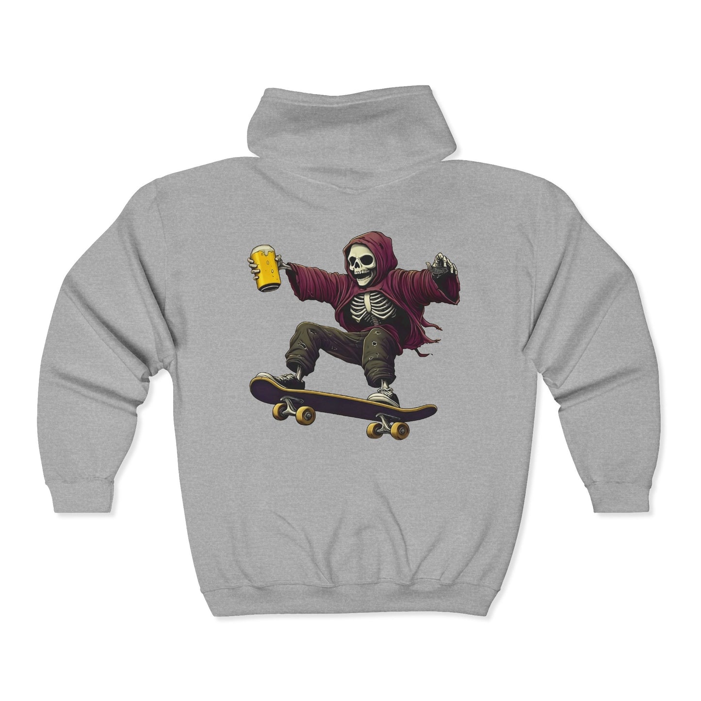Skateboard Skeleton Full Zipper Hoodie