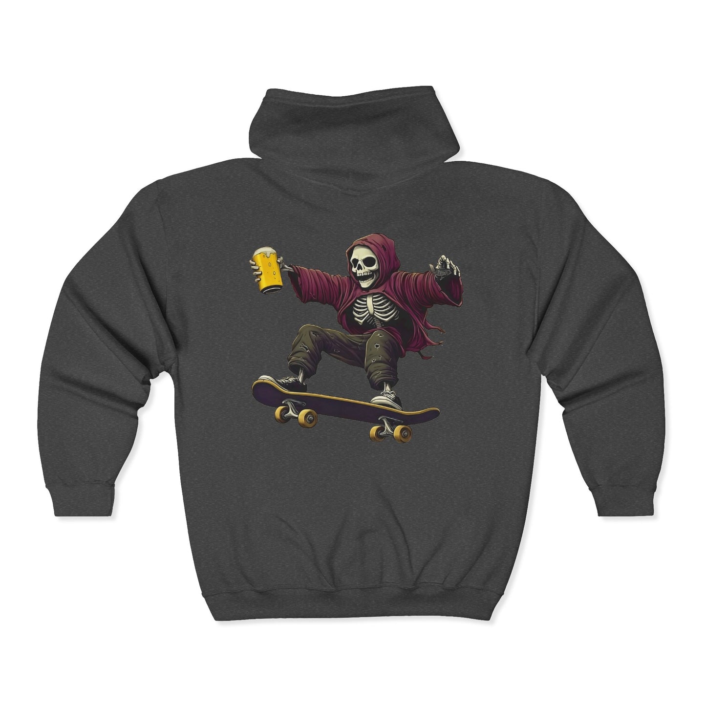Skateboard Skeleton Full Zipper Hoodie