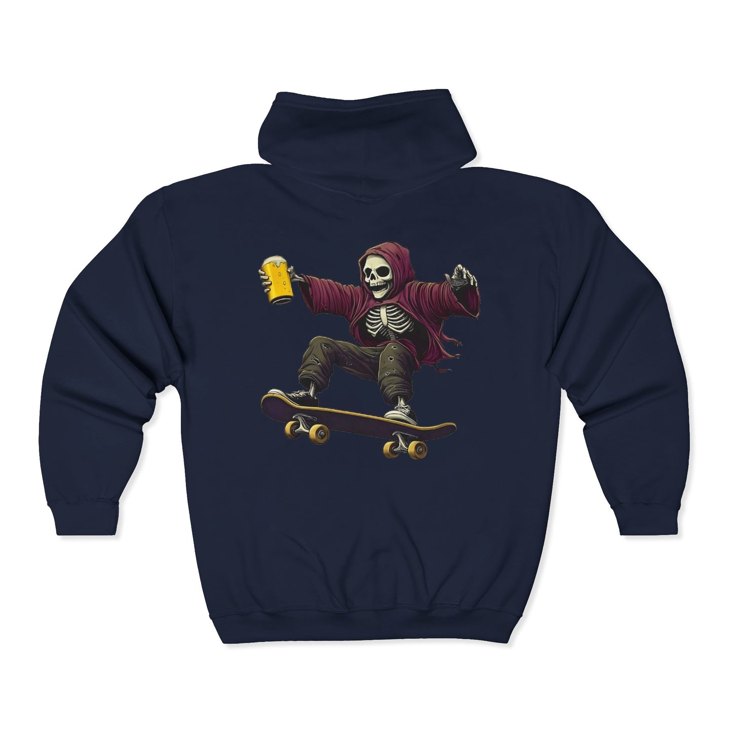 Skateboard Skeleton Full Zipper Hoodie