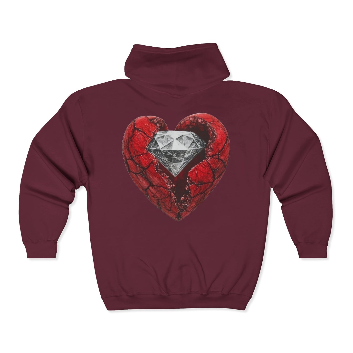 Diamond Heart Full Zipper Hoodie