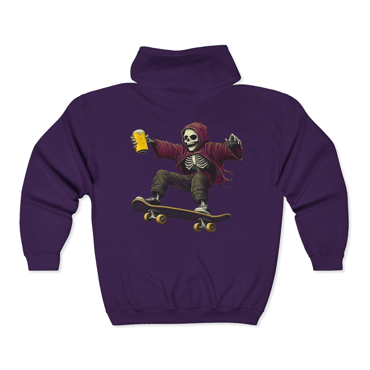 Skateboard Skeleton Full Zipper Hoodie