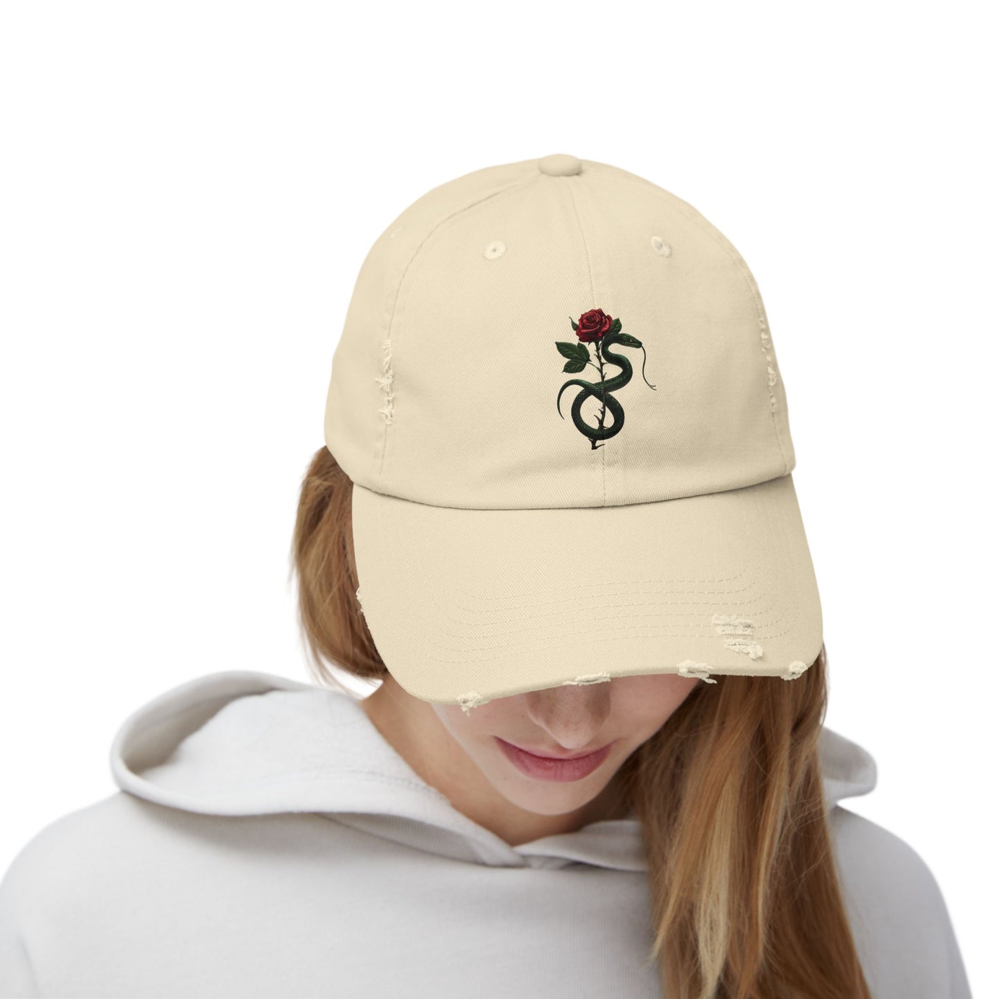 Snake Rose Distressed Cap