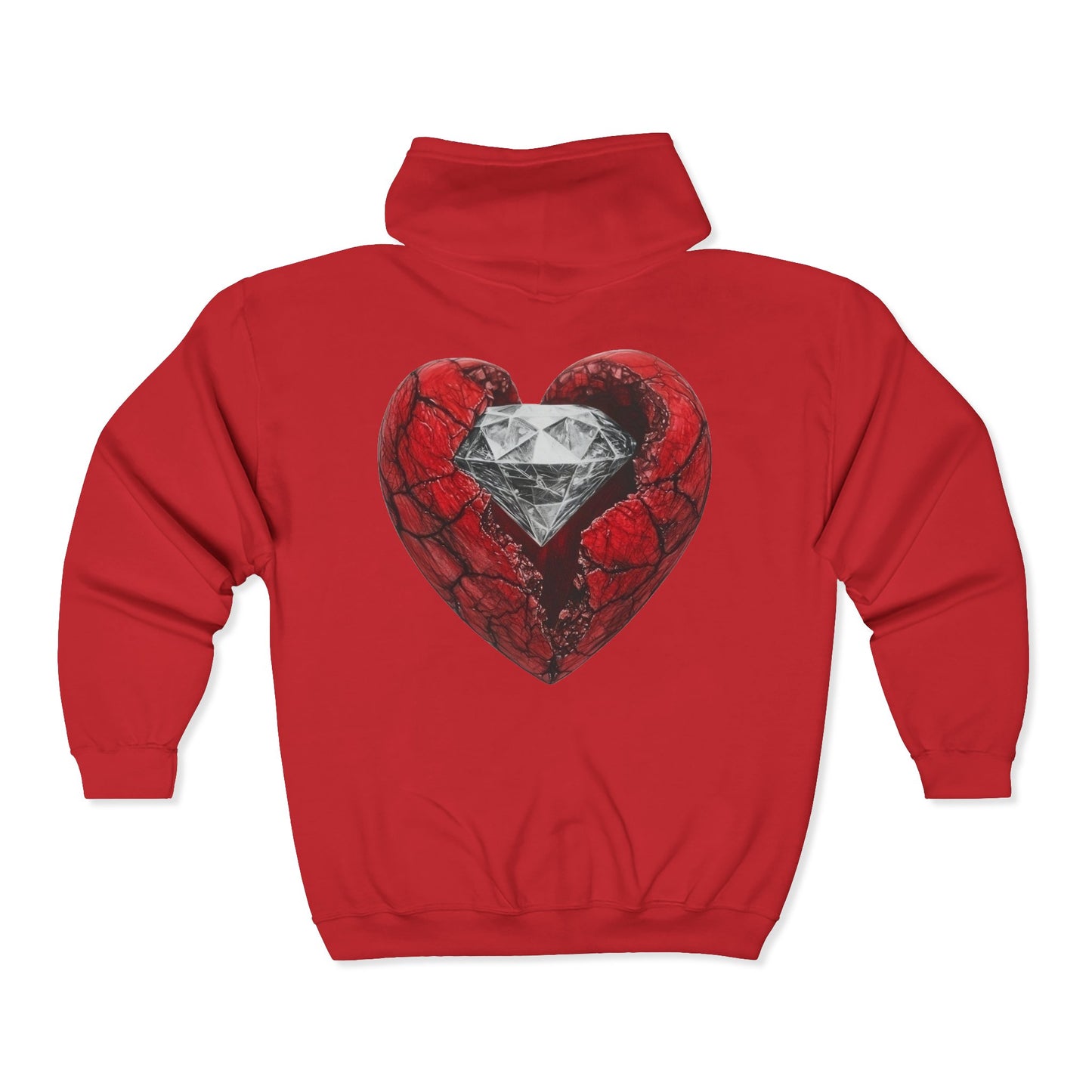 Diamond Heart Full Zipper Hoodie