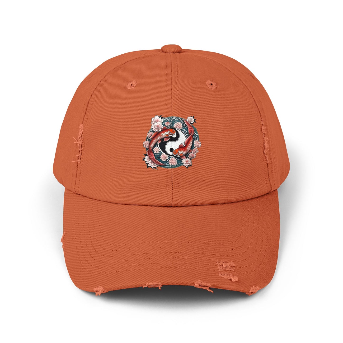 Koi Fish Yin Yang Distressed Cap