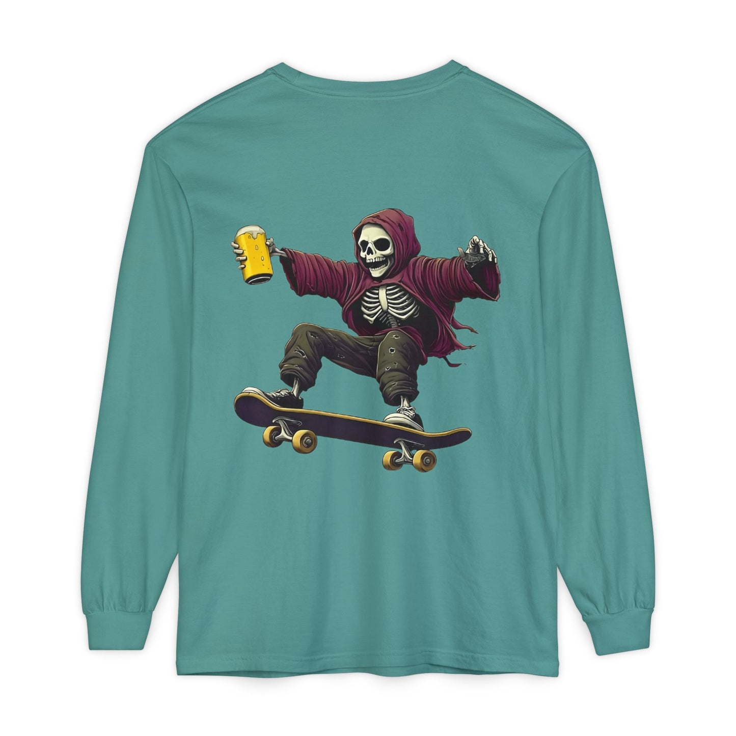 Skateboard Skeleton Long Sleeve T-Shirt