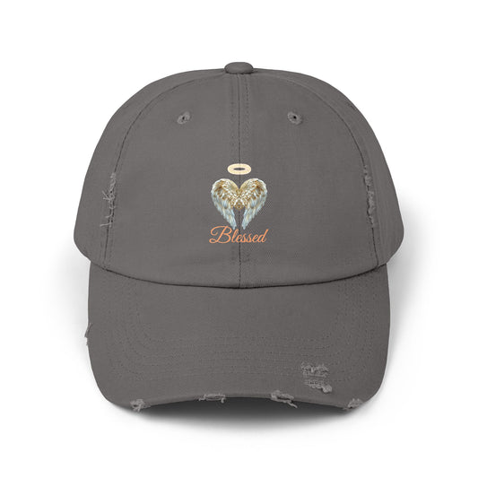 Blessed Angel Wing  Distressed Cap