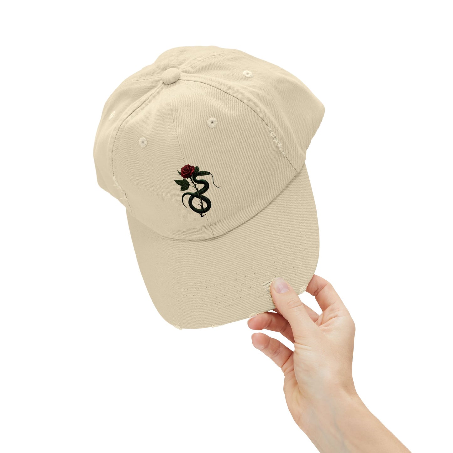 Snake Rose Distressed Cap