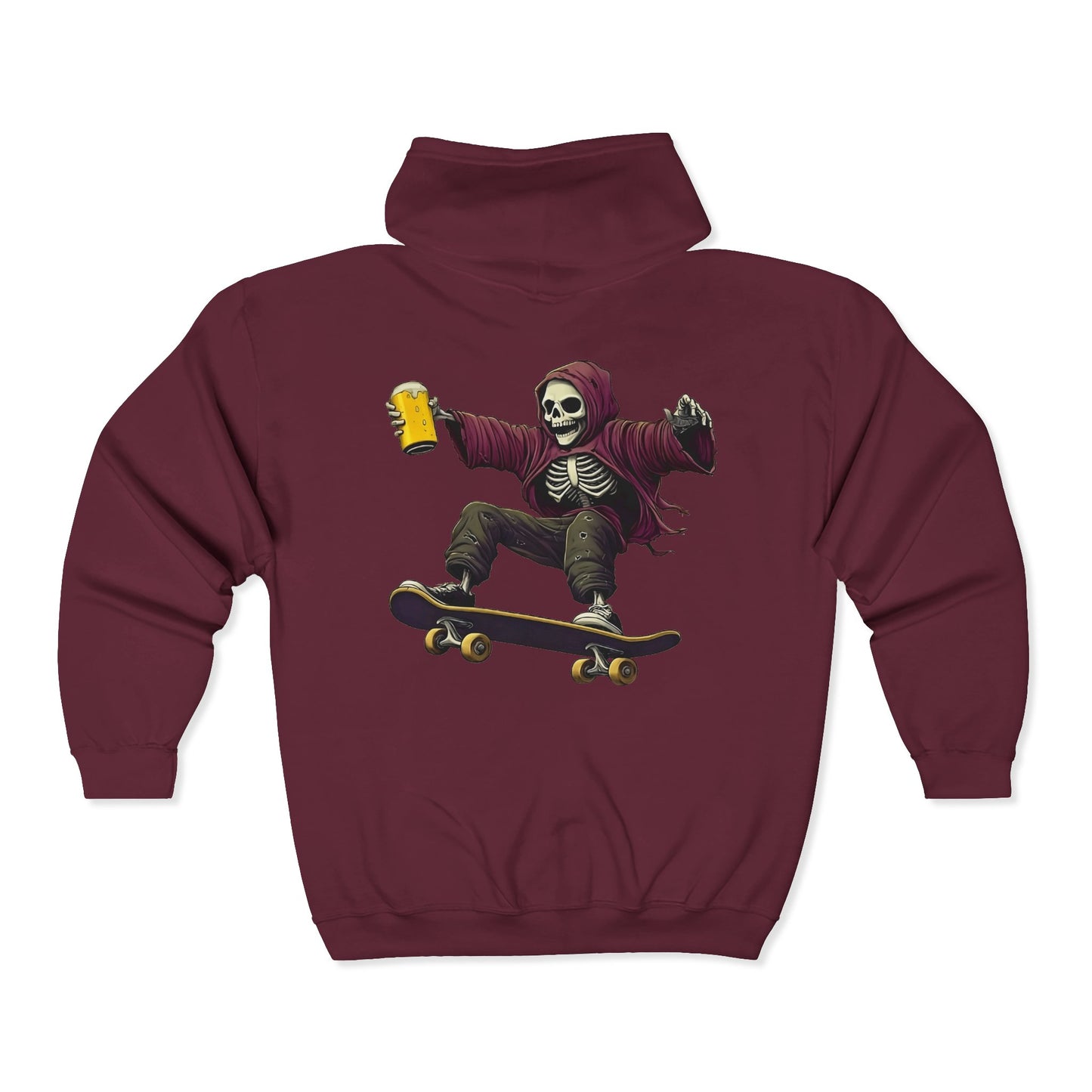 Skateboard Skeleton Full Zipper Hoodie