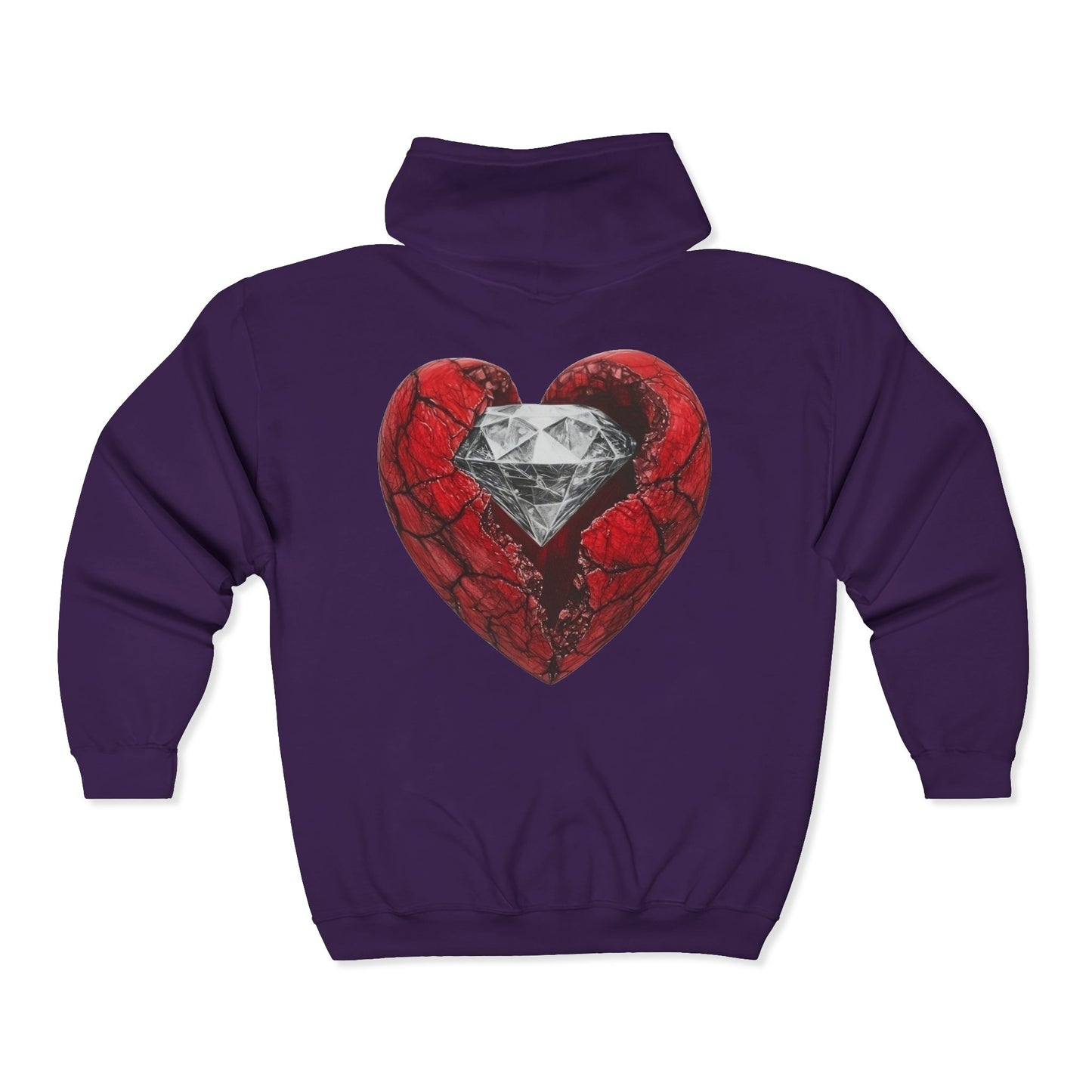 Diamond Heart Full Zipper Hoodie