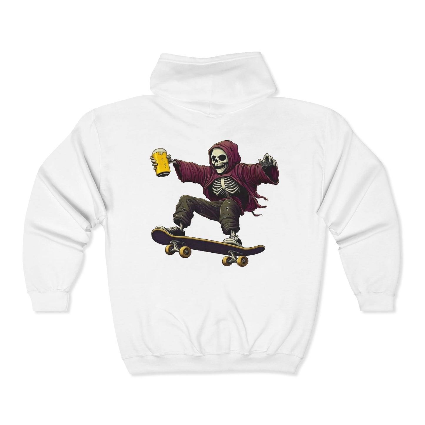 Skateboard Skeleton Full Zipper Hoodie