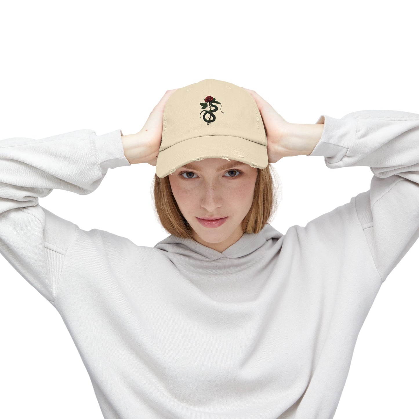 Snake Rose Distressed Cap