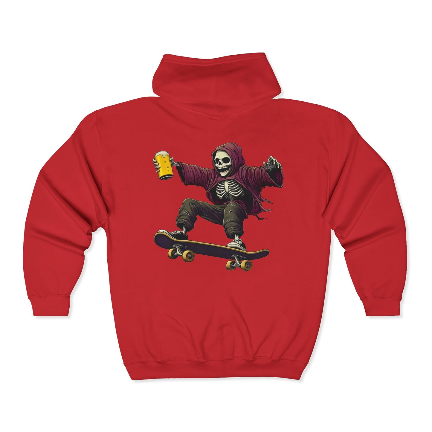 Skateboard Skeleton Full Zipper Hoodie