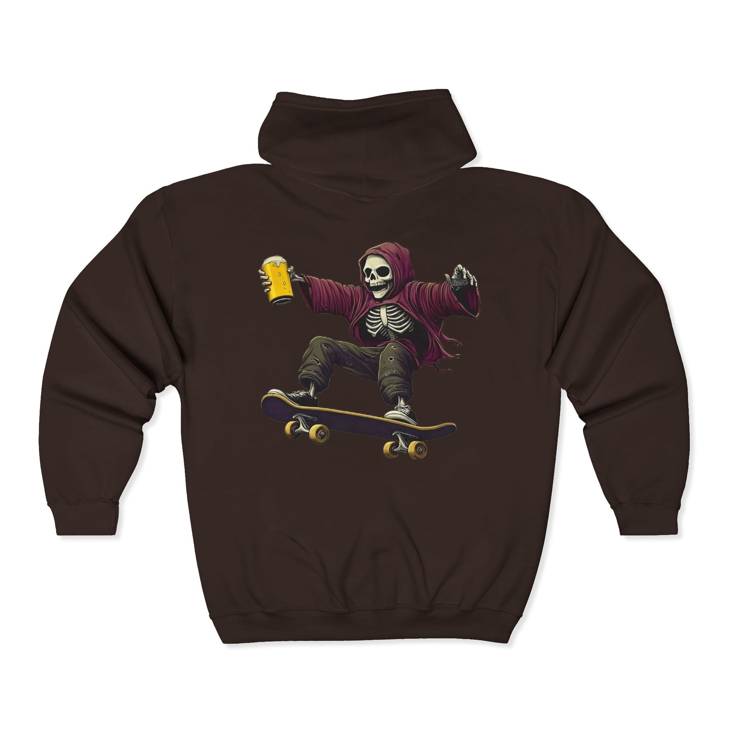 Skateboard Skeleton Full Zipper Hoodie
