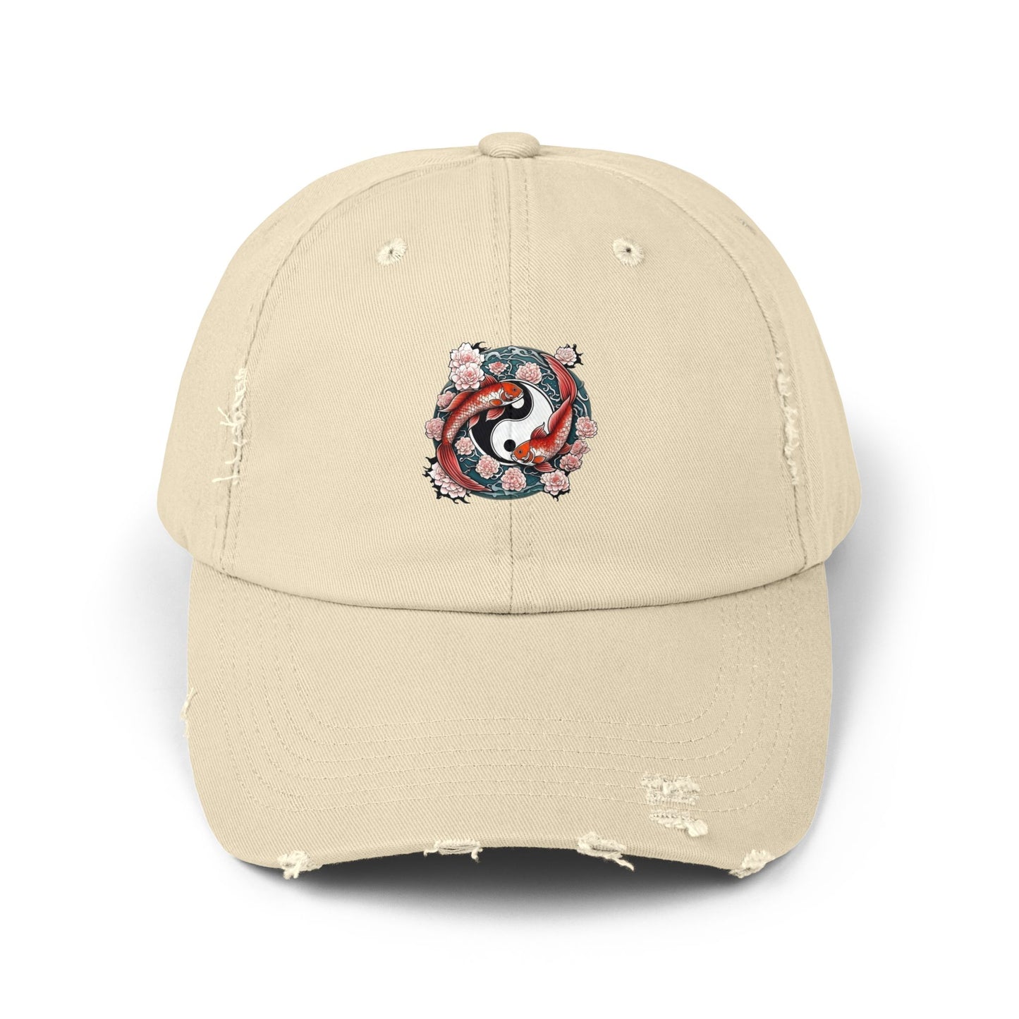 Koi Fish Yin Yang Distressed Cap