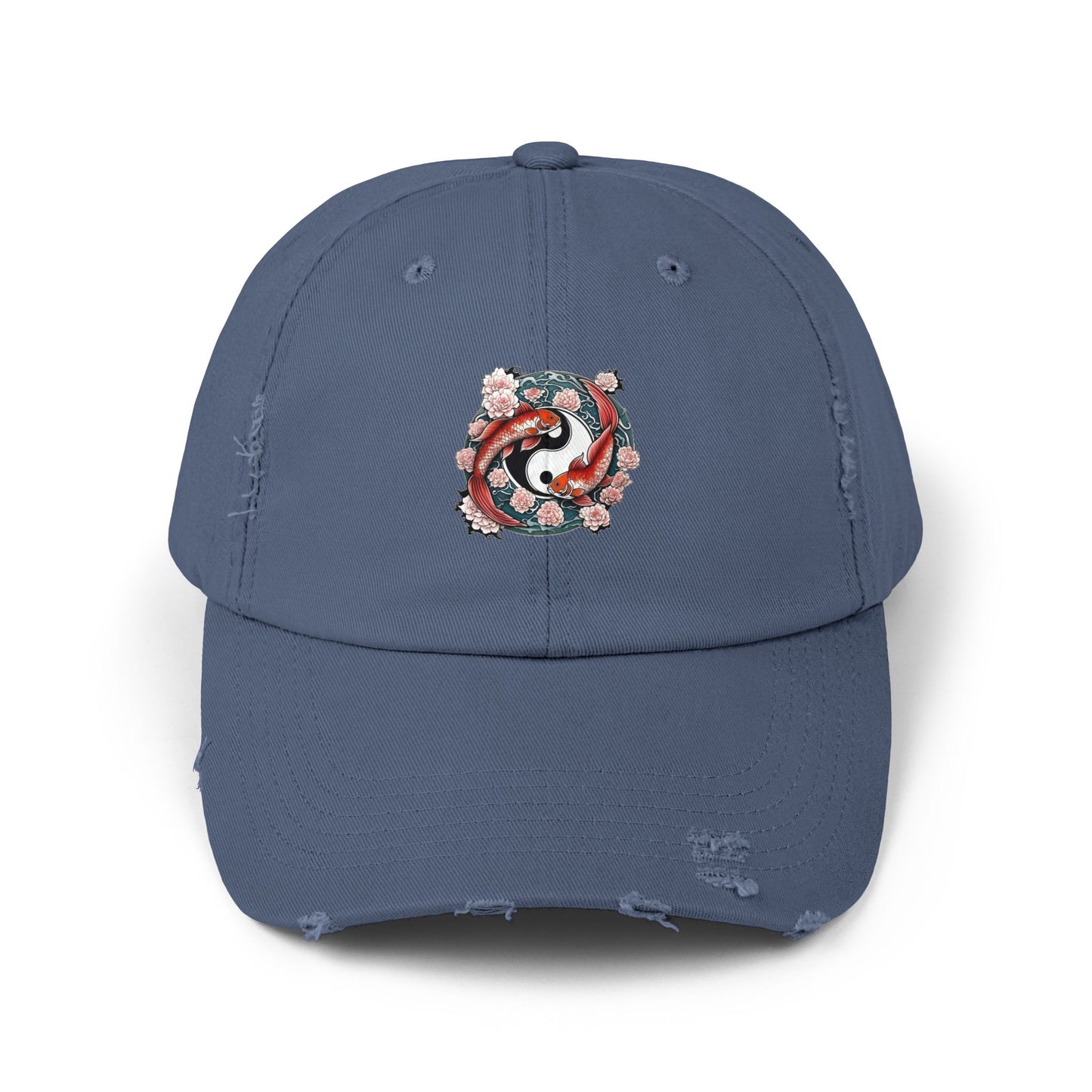 Koi Fish Yin Yang Distressed Cap