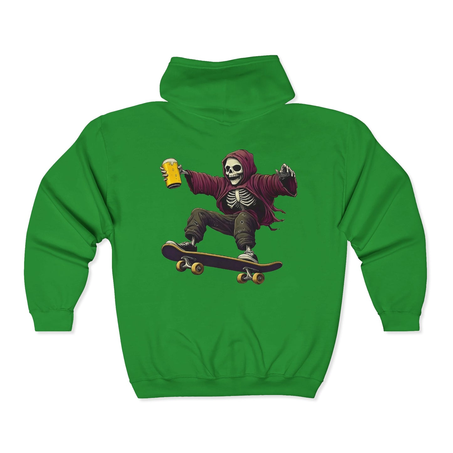Skateboard Skeleton Full Zipper Hoodie