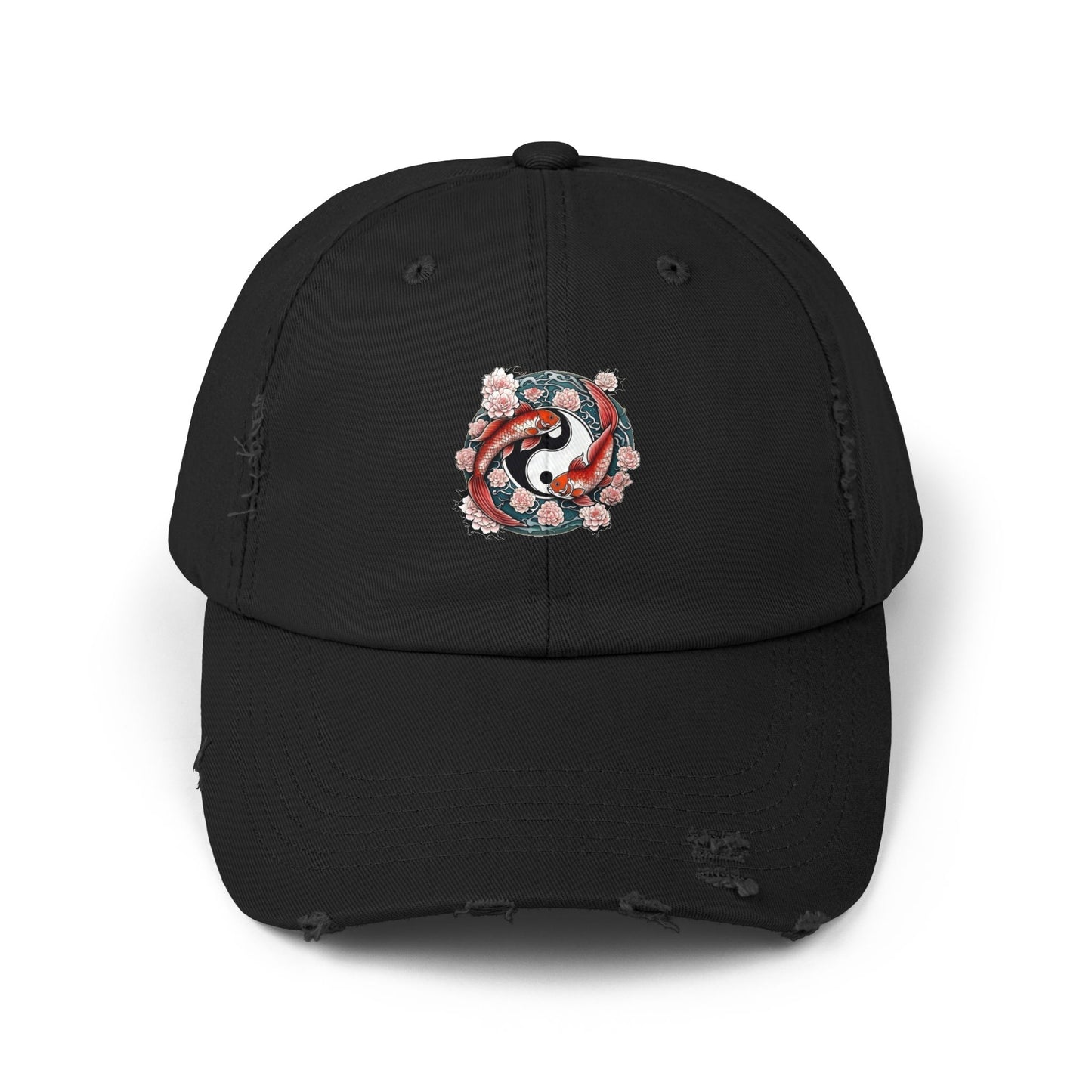 Koi Fish Yin Yang Distressed Cap