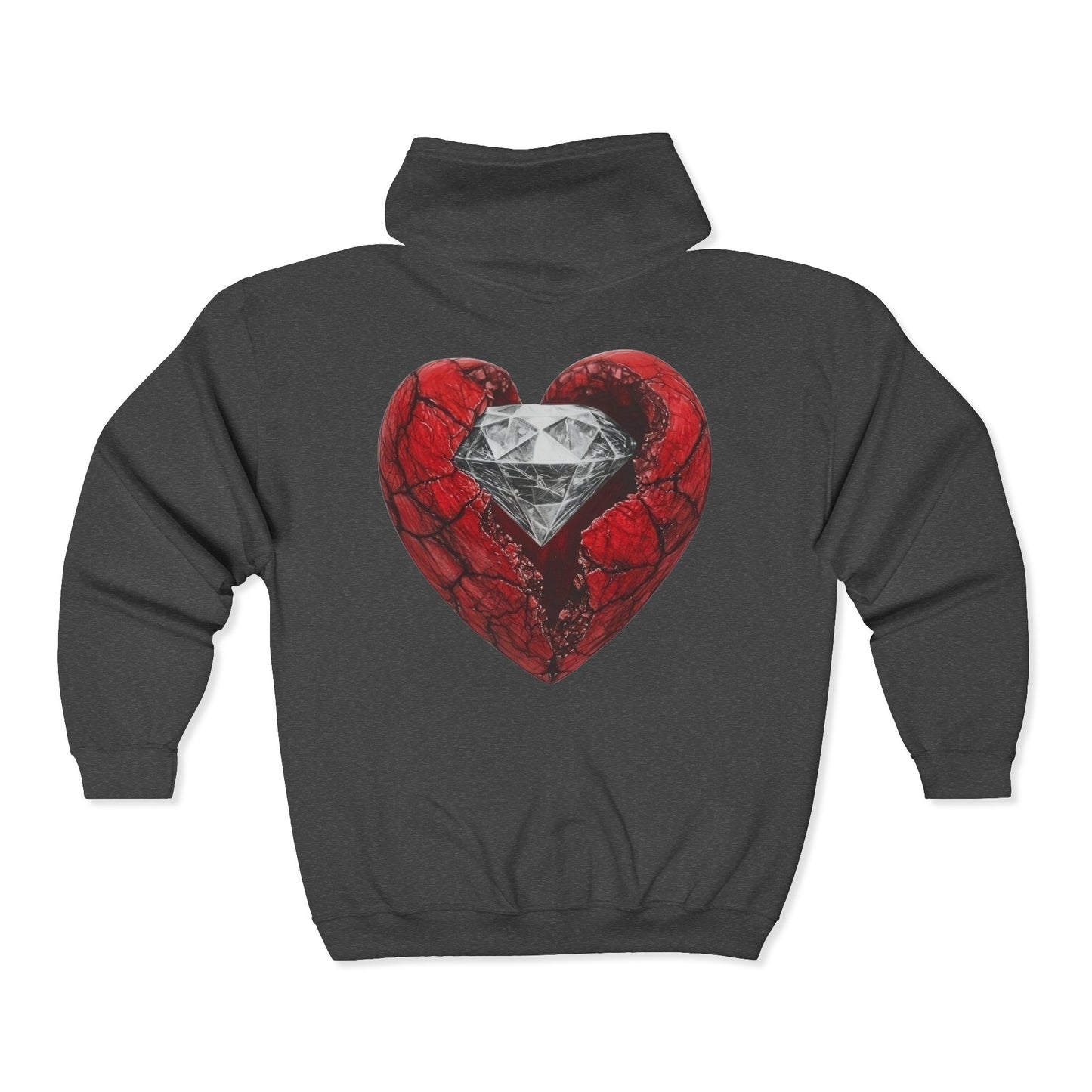 Diamond Heart Full Zipper Hoodie