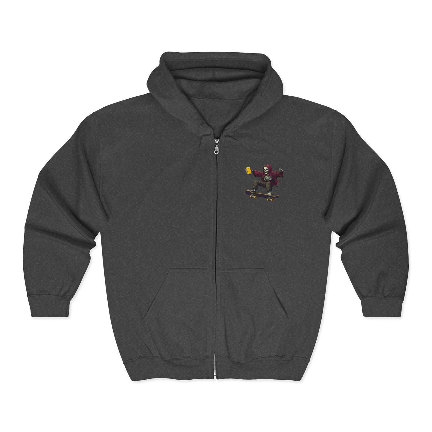 Skateboard Skeleton Full Zipper Hoodie